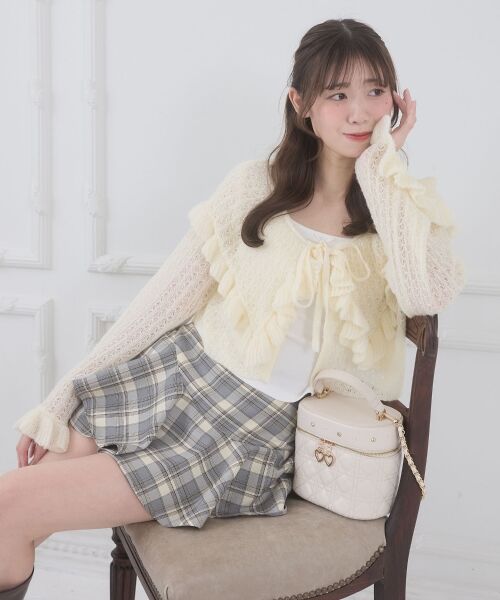 MAJESTIC LEGON / マジェスティックレゴン カーディガン・ボレロ | キャミセットビッグカラーフリルカーデ | 詳細3