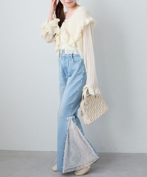 MAJESTIC LEGON / マジェスティックレゴン カーディガン・ボレロ | キャミセットビッグカラーフリルカーデ | 詳細4