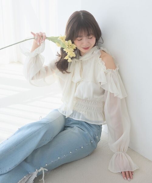 MAJESTIC LEGON / マジェスティックレゴン シャツ・ブラウス | アメスリフリルリボンブラウス | 詳細1