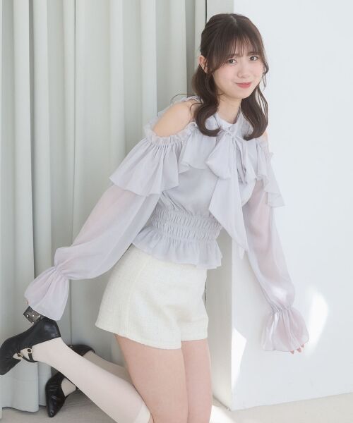 MAJESTIC LEGON / マジェスティックレゴン シャツ・ブラウス | アメスリフリルリボンブラウス | 詳細18