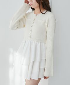 MAJESTIC LEGON / マジェスティックレゴン ミニ丈・ひざ丈ワンピース | ニットドッキングティアードミニワンピ