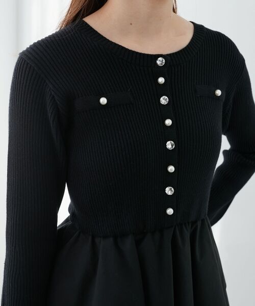 MAJESTIC LEGON / マジェスティックレゴン ミニ丈・ひざ丈ワンピース | ニットドッキングティアードミニワンピ | 詳細10