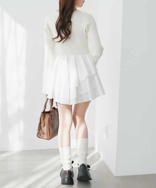 MAJESTIC LEGON / マジェスティックレゴン ミニ丈・ひざ丈ワンピース | ニットドッキングティアードミニワンピ | 詳細14