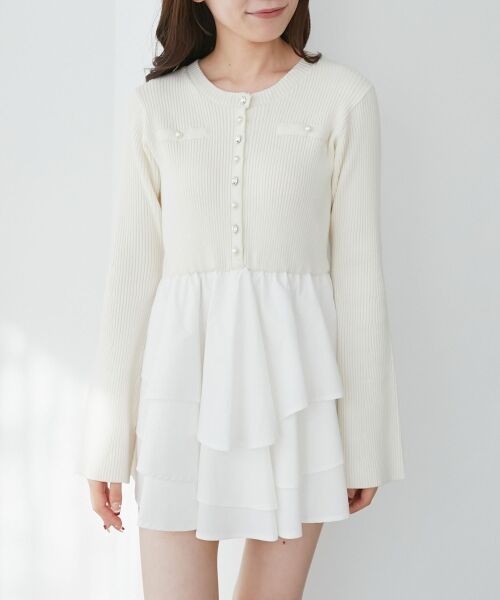 MAJESTIC LEGON / マジェスティックレゴン ミニ丈・ひざ丈ワンピース | ニットドッキングティアードミニワンピ | 詳細15