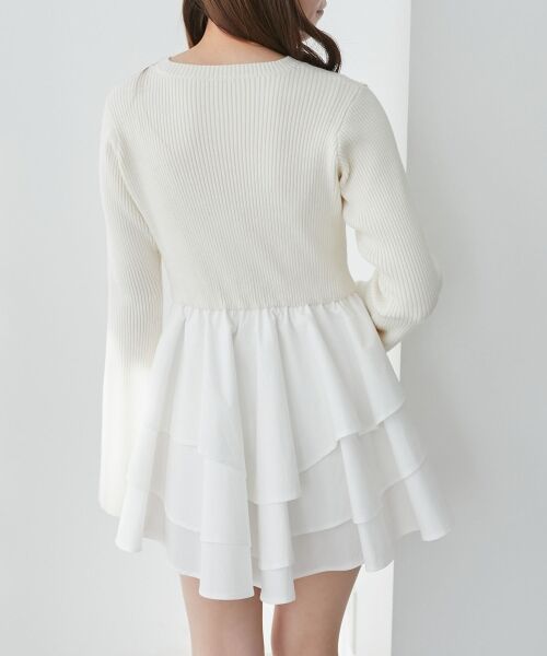 MAJESTIC LEGON / マジェスティックレゴン ミニ丈・ひざ丈ワンピース | ニットドッキングティアードミニワンピ | 詳細17