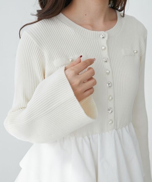 MAJESTIC LEGON / マジェスティックレゴン ミニ丈・ひざ丈ワンピース | ニットドッキングティアードミニワンピ | 詳細18