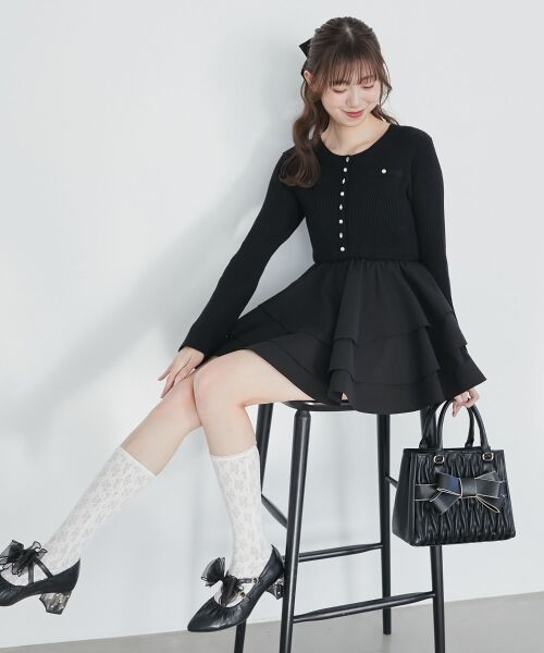MAJESTIC LEGON / マジェスティックレゴン ミニ丈・ひざ丈ワンピース | ニットドッキングティアードミニワンピ | 詳細2