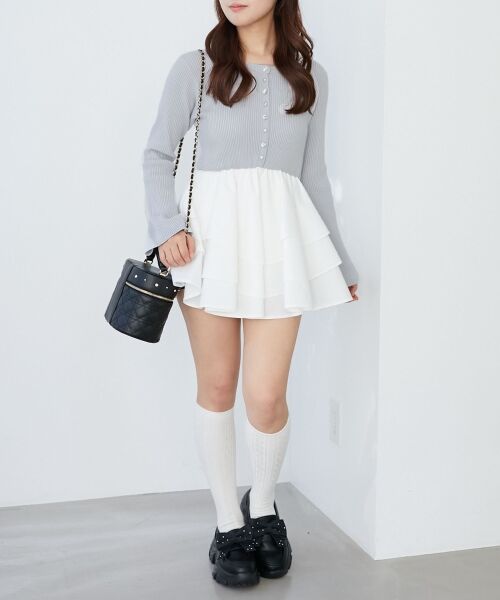 MAJESTIC LEGON / マジェスティックレゴン ミニ丈・ひざ丈ワンピース | ニットドッキングティアードミニワンピ | 詳細20