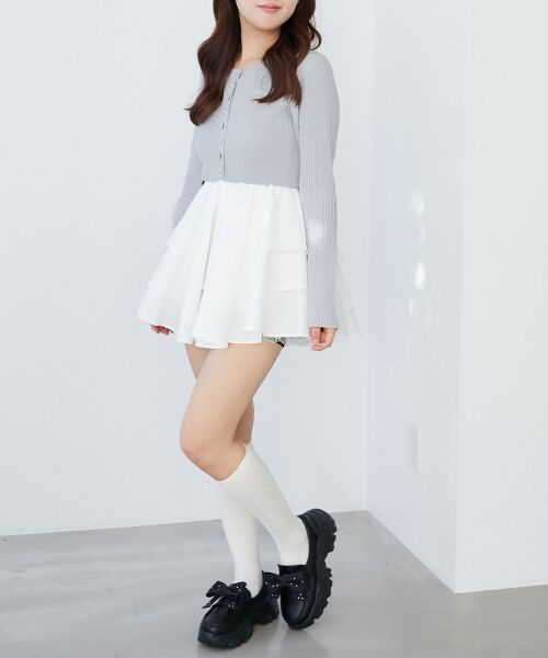 MAJESTIC LEGON / マジェスティックレゴン ミニ丈・ひざ丈ワンピース | ニットドッキングティアードミニワンピ | 詳細21
