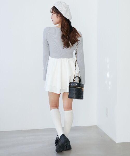 MAJESTIC LEGON / マジェスティックレゴン ミニ丈・ひざ丈ワンピース | ニットドッキングティアードミニワンピ | 詳細22