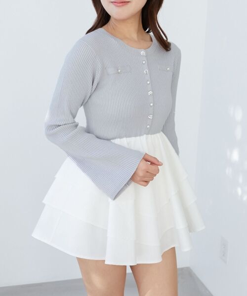 MAJESTIC LEGON / マジェスティックレゴン ミニ丈・ひざ丈ワンピース | ニットドッキングティアードミニワンピ | 詳細24