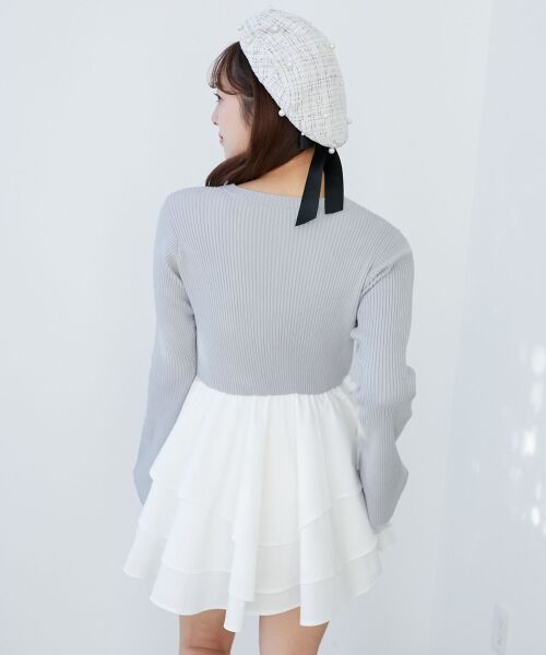 MAJESTIC LEGON / マジェスティックレゴン ミニ丈・ひざ丈ワンピース | ニットドッキングティアードミニワンピ | 詳細25