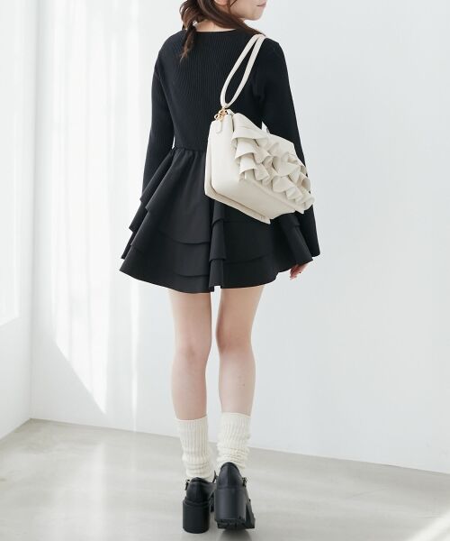 MAJESTIC LEGON / マジェスティックレゴン ミニ丈・ひざ丈ワンピース | ニットドッキングティアードミニワンピ | 詳細6