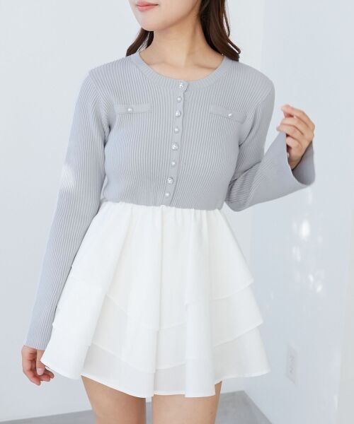 MAJESTIC LEGON / マジェスティックレゴン ミニ丈・ひざ丈ワンピース | ニットドッキングティアードミニワンピ | 詳細21
