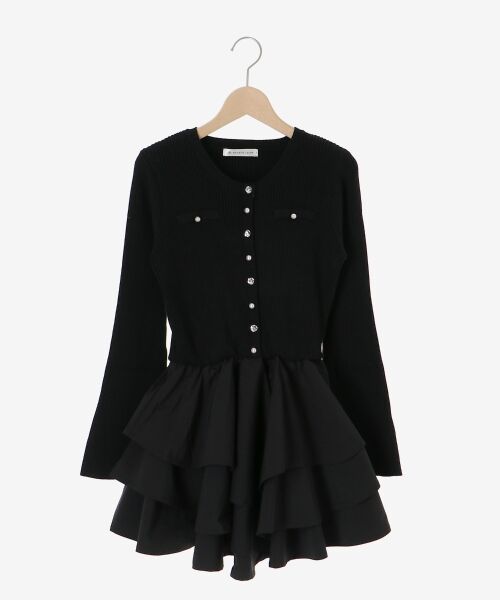 MAJESTIC LEGON / マジェスティックレゴン ミニ丈・ひざ丈ワンピース | ニットドッキングティアードミニワンピ | 詳細27