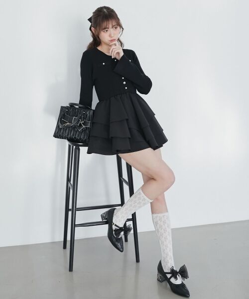 MAJESTIC LEGON / マジェスティックレゴン ミニ丈・ひざ丈ワンピース | ニットドッキングティアードミニワンピ | 詳細3