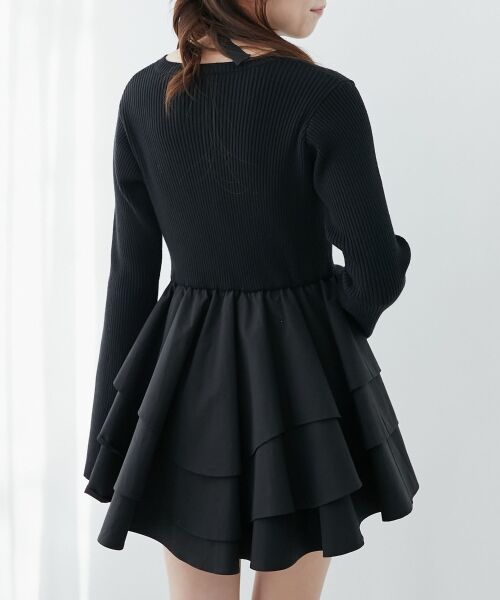 MAJESTIC LEGON / マジェスティックレゴン ミニ丈・ひざ丈ワンピース | ニットドッキングティアードミニワンピ | 詳細9