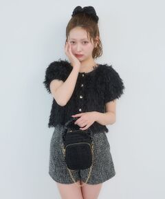 MAJESTIC LEGON / マジェスティックレゴン カーディガン・ボレロ | フワフワフリンジハーフスリーブカーデ