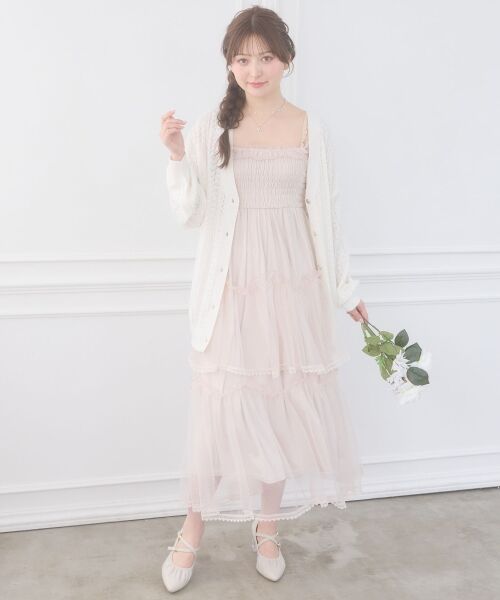 MAJESTIC LEGON / マジェスティックレゴン カーディガン・ボレロ | レースアップスカシ柄ミディカーデ | 詳細1