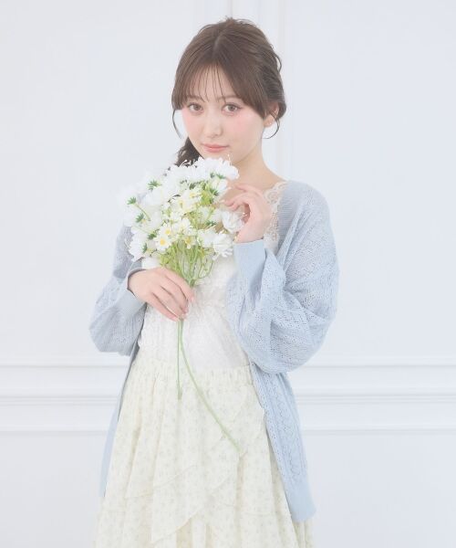 MAJESTIC LEGON / マジェスティックレゴン カーディガン・ボレロ | レースアップスカシ柄ミディカーデ | 詳細17