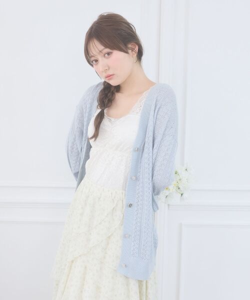 MAJESTIC LEGON / マジェスティックレゴン カーディガン・ボレロ | レースアップスカシ柄ミディカーデ | 詳細18