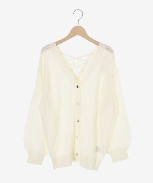 MAJESTIC LEGON / マジェスティックレゴン カーディガン・ボレロ | レースアップスカシ柄ミディカーデ | 詳細21