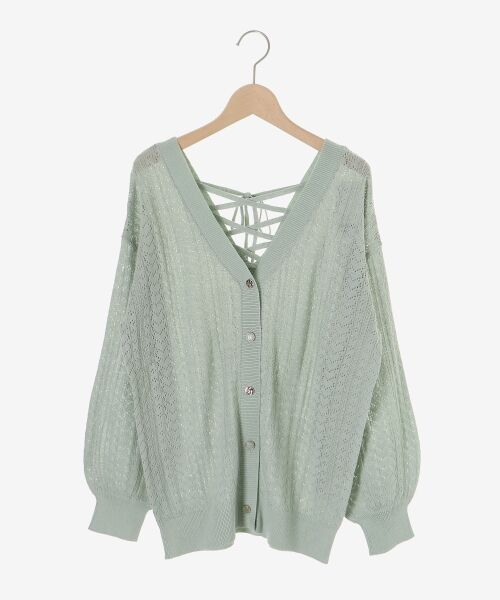 MAJESTIC LEGON / マジェスティックレゴン カーディガン・ボレロ | レースアップスカシ柄ミディカーデ | 詳細23