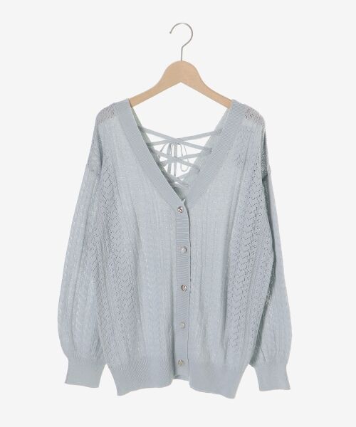 MAJESTIC LEGON / マジェスティックレゴン カーディガン・ボレロ | レースアップスカシ柄ミディカーデ | 詳細24