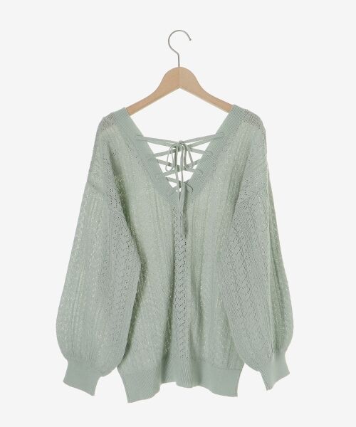 MAJESTIC LEGON / マジェスティックレゴン カーディガン・ボレロ | レースアップスカシ柄ミディカーデ | 詳細25