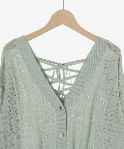 MAJESTIC LEGON / マジェスティックレゴン カーディガン・ボレロ | レースアップスカシ柄ミディカーデ | 詳細26