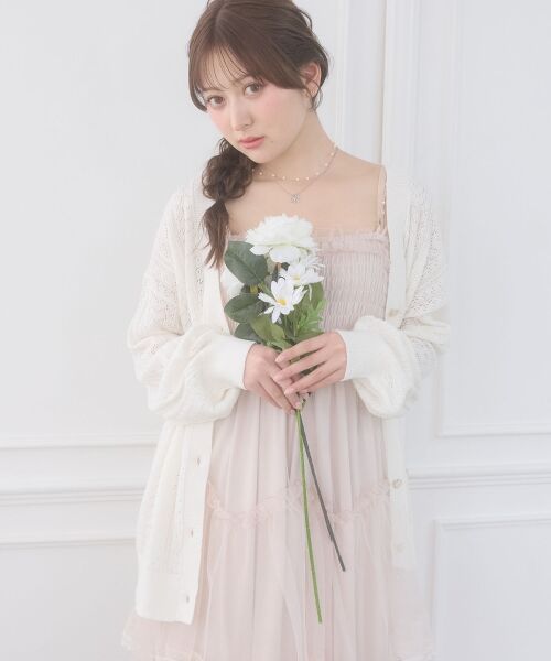 MAJESTIC LEGON / マジェスティックレゴン カーディガン・ボレロ | レースアップスカシ柄ミディカーデ | 詳細5