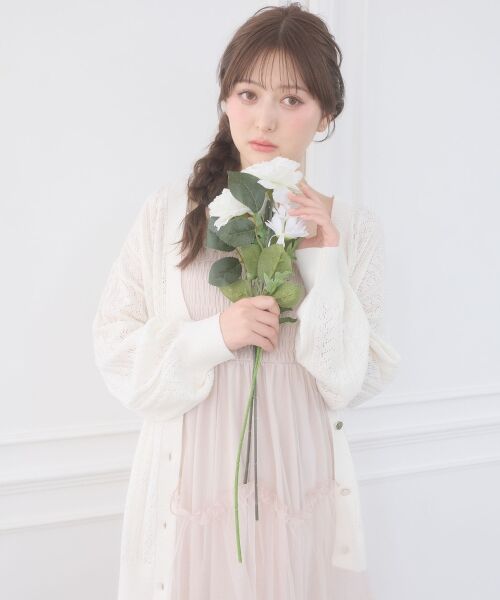 MAJESTIC LEGON / マジェスティックレゴン カーディガン・ボレロ | レースアップスカシ柄ミディカーデ | 詳細6