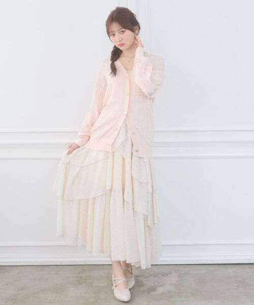 MAJESTIC LEGON / マジェスティックレゴン カーディガン・ボレロ | レースアップスカシ柄ミディカーデ | 詳細7