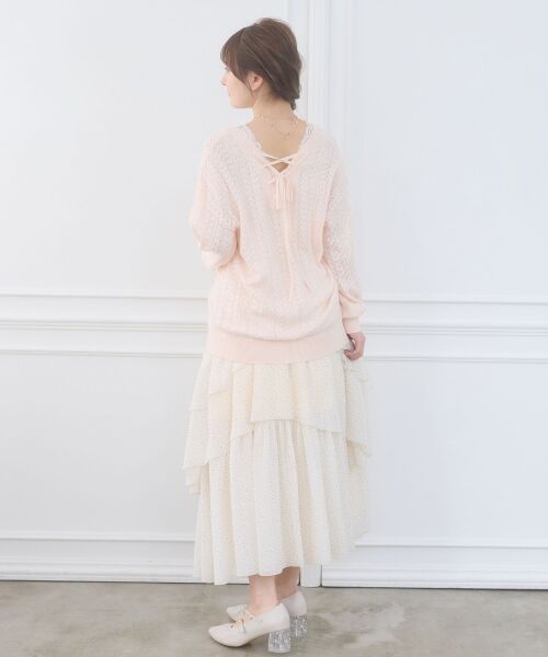 MAJESTIC LEGON / マジェスティックレゴン カーディガン・ボレロ | レースアップスカシ柄ミディカーデ | 詳細9