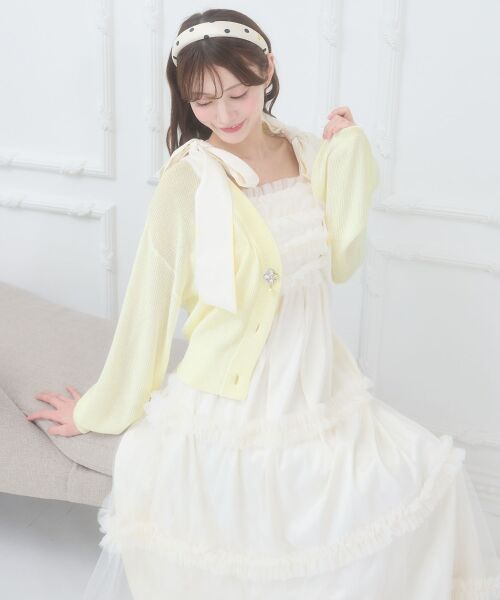 MAJESTIC LEGON / マジェスティックレゴン カーディガン・ボレロ | ビジューボタンUVカットカーデ（イエロー）