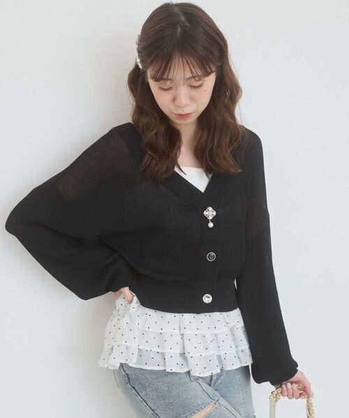 MAJESTIC LEGON / マジェスティックレゴン カーディガン・ボレロ | ビジューボタンUVカットカーデ | 詳細24
