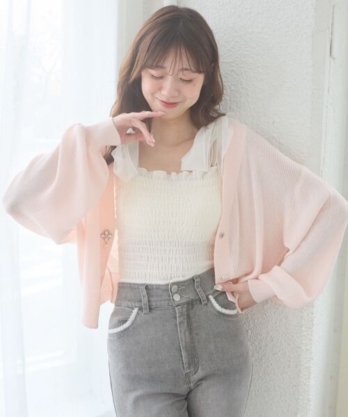 MAJESTIC LEGON / マジェスティックレゴン カーディガン・ボレロ | ビジューボタンUVカットカーデ | 詳細4