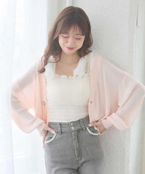 MAJESTIC LEGON / マジェスティックレゴン カーディガン・ボレロ | ビジューボタンUVカットカーデ | 詳細5