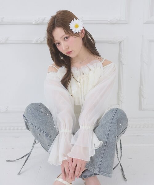 MAJESTIC LEGON / マジェスティックレゴン シャツ・ブラウス | チェーン付きシアーフリルブラウス | 詳細1