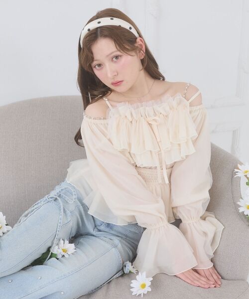 MAJESTIC LEGON / マジェスティックレゴン シャツ・ブラウス | チェーン付きシアーフリルブラウス | 詳細10