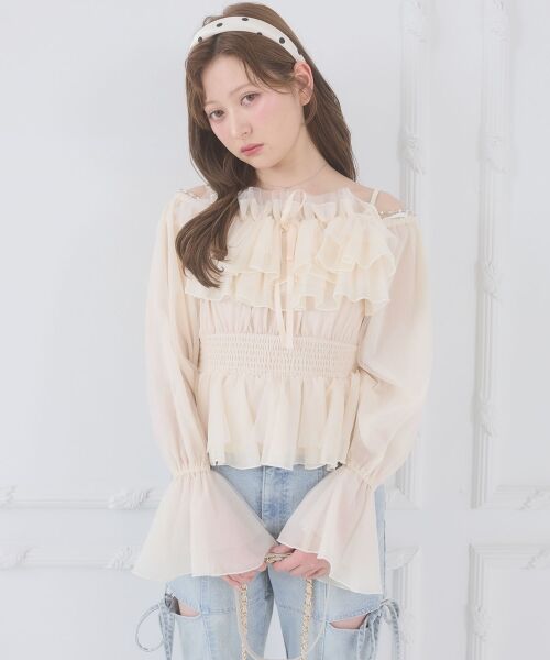 MAJESTIC LEGON / マジェスティックレゴン シャツ・ブラウス | チェーン付きシアーフリルブラウス | 詳細12