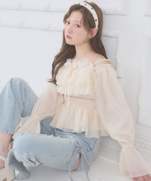 MAJESTIC LEGON / マジェスティックレゴン シャツ・ブラウス | チェーン付きシアーフリルブラウス | 詳細14