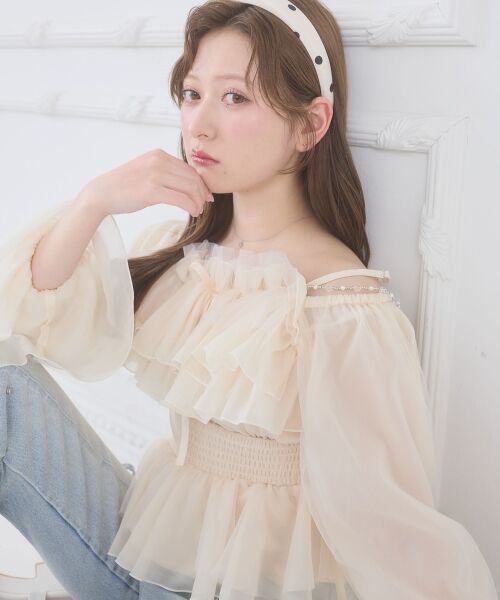 MAJESTIC LEGON / マジェスティックレゴン シャツ・ブラウス | チェーン付きシアーフリルブラウス | 詳細15