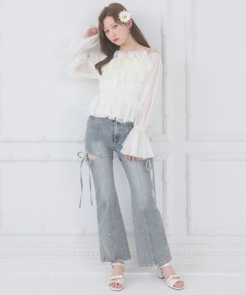 MAJESTIC LEGON / マジェスティックレゴン シャツ・ブラウス | チェーン付きシアーフリルブラウス | 詳細2