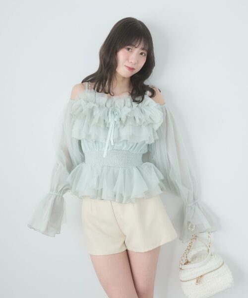 MAJESTIC LEGON / マジェスティックレゴン シャツ・ブラウス | チェーン付きシアーフリルブラウス | 詳細21