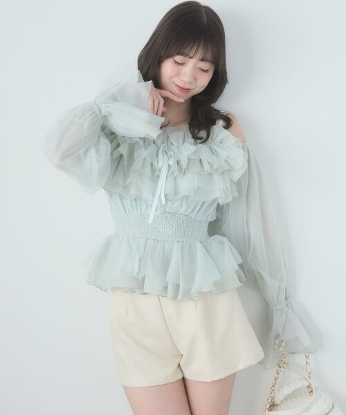 MAJESTIC LEGON / マジェスティックレゴン シャツ・ブラウス | チェーン付きシアーフリルブラウス | 詳細22