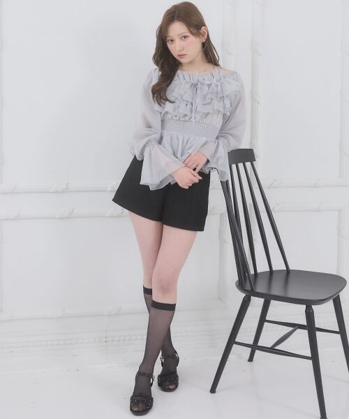 MAJESTIC LEGON / マジェスティックレゴン シャツ・ブラウス | チェーン付きシアーフリルブラウス | 詳細25