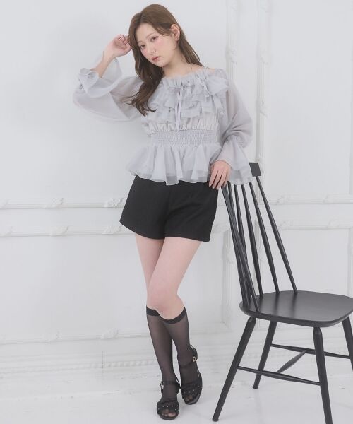 MAJESTIC LEGON / マジェスティックレゴン シャツ・ブラウス | チェーン付きシアーフリルブラウス | 詳細26