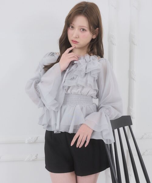 MAJESTIC LEGON / マジェスティックレゴン シャツ・ブラウス | チェーン付きシアーフリルブラウス | 詳細27