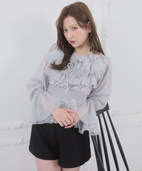 MAJESTIC LEGON / マジェスティックレゴン シャツ・ブラウス | チェーン付きシアーフリルブラウス | 詳細28
